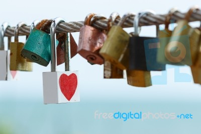 Key Lock Of Love Stock Photo