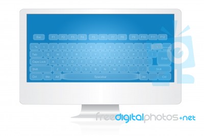 Keyboard On Monitor Stock Image