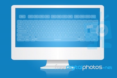 Keyboard On Monitor Screen Stock Image