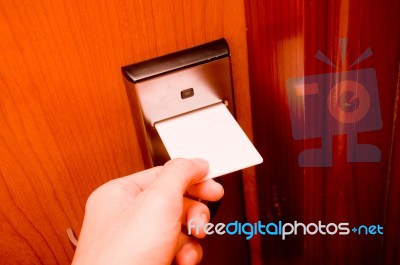 Keycard Door Stock Photo