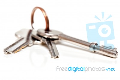 Keys On A White Background Stock Photo