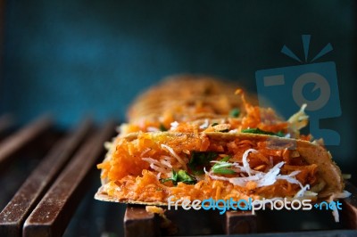 Khanom Bueang, Kind Of Thai Sweetmeat Stock Photo