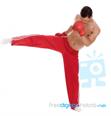 Kick Boxing Men Stock Photo