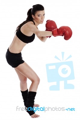 Kickboxing Woman Stock Photo