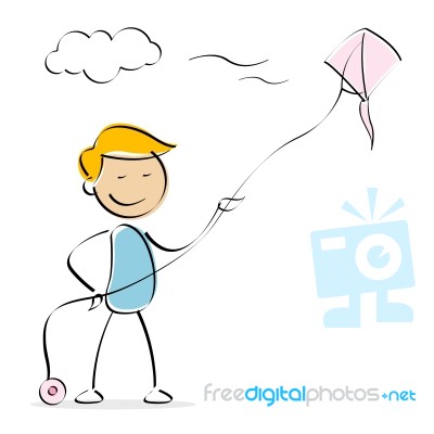 Kid Flying Kite Stock Image