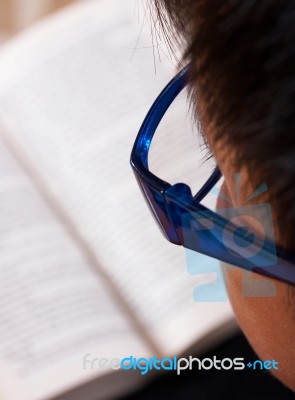 Kid Reading Book Stock Photo