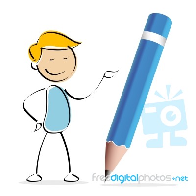 Kid With Pencil Stock Image