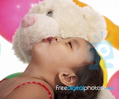 Kid With Teddy Bear Stock Photo