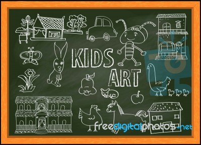 Kid's Art , Doodle  Illustration Stock Image