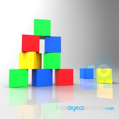 Kids Blocks Shows Toddlers Colour And Children Stock Image