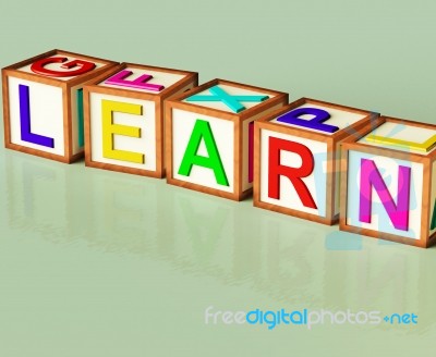 Kids Blocks With Learn Text Stock Image