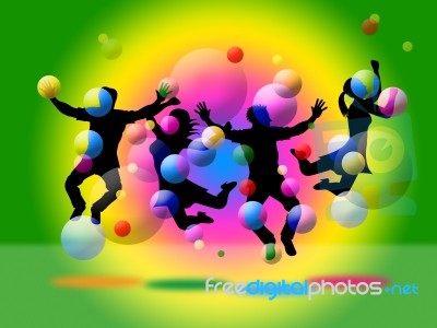 Kids Bubbles Means Children Positive And Joy Stock Image