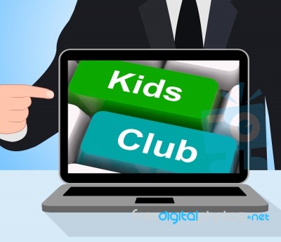 Kids Club Computer Mean Childrens Playing And Entertainment Stock Image