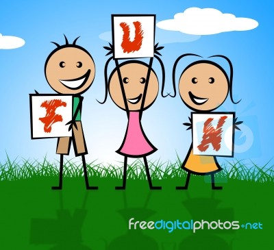 Kids Fun Represents Free Time And Enjoy Stock Image