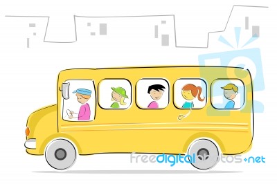 Kids On Bus Stock Image