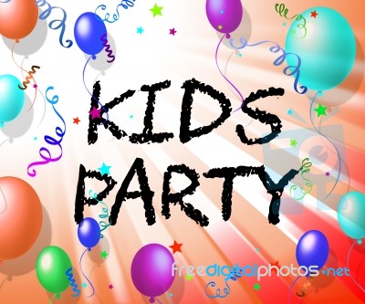 Kids Party Represents Fun Child And Youngsters Stock Image