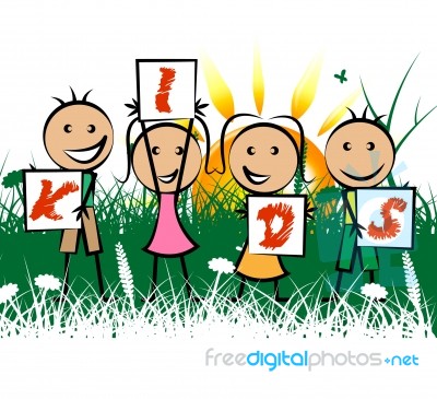 Kids Playing Indicates Free Time And Child Stock Image