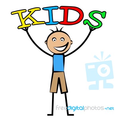 Kids Word Indicates Son Youth And Child Stock Image