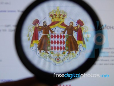 Kiev, Ukraine - March 23, 2019: Monaco Coat Of Arms Viewed Throu… Stock Photo