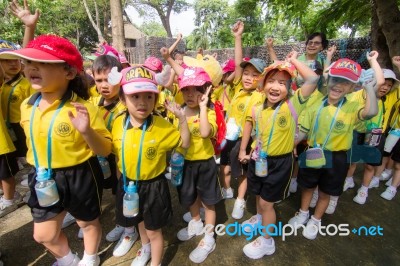 Kindergarten Students Visit The Zoo, In The Jul 15, 2016. Bangkok Thailand Stock Photo