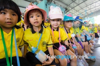 Kindergarten Students Visit The Zoo, In The Jul 15, 2016. Bangkok Thailand Stock Photo