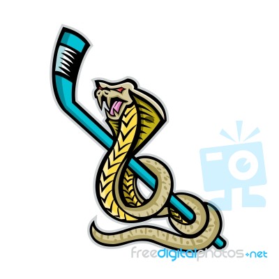 King Cobra Ice Hockey Sports Mascot Stock Image