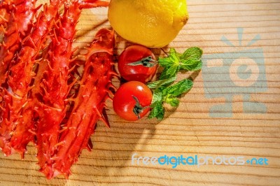 King Crab, Food Crab Of Legs, Alaska Food Stock Photo