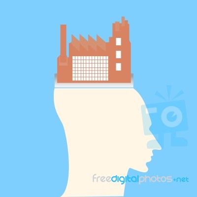 King Of Factory On Head Human Stock Image