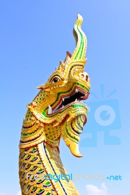 King Of Naga In Temple Of Thailand Stock Photo