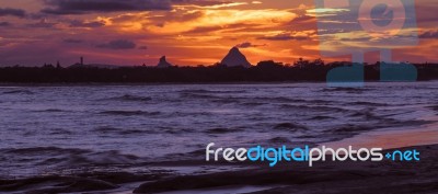 Kings Beach In The Sunshine Coast, Queensland Stock Photo