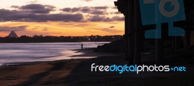 Kings Beach In The Sunshine Coast, Queensland Stock Photo