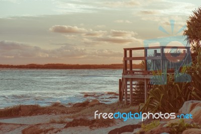 Kings Beach In The Sunshine Coast, Queensland Stock Photo