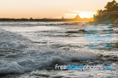 Kings Beach In The Sunshine Coast, Queensland Stock Photo