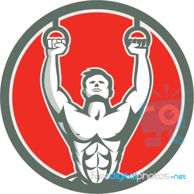 Kipping Muscle Up Cross-fit Circle Retro Stock Image