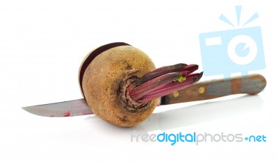 Kitchen Knife And Beet Root Stock Photo