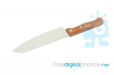 Kitchen Knife From Blade Handle On White Background Stock Photo