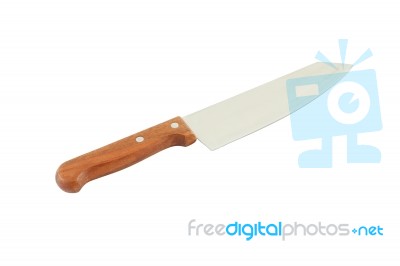 Kitchen Knife From Wooden Handle On White Background Stock Photo