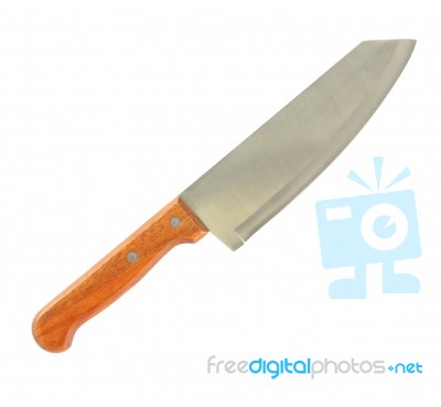 Kitchen Wooden Handle Knife On White Background Stock Photo