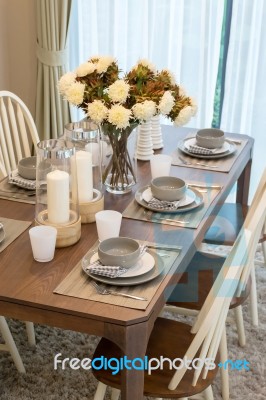 Kitchenware On Wooden Table Stock Photo