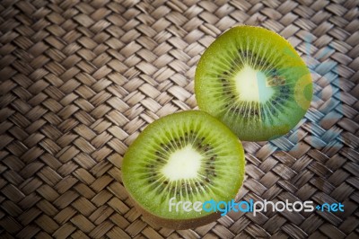 Kivi Fruit On Wood Table Stock Photo