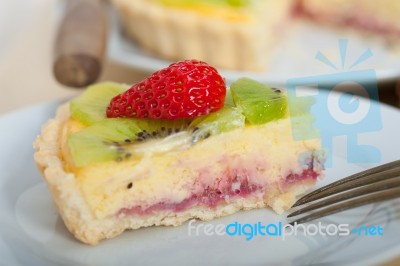 Kiwi And Strawberry Pie Tart Stock Photo