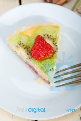 Kiwi And Strawberry Pie Tart Stock Photo