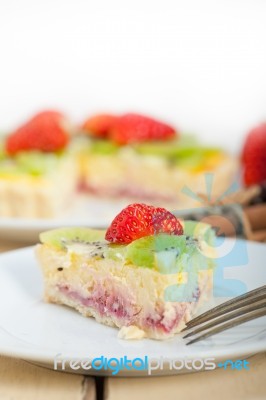 Kiwi And Strawberry Pie Tart Stock Photo