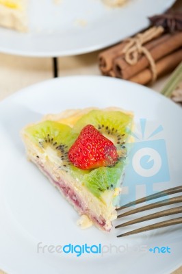 Kiwi And Strawberry Pie Tart Stock Photo