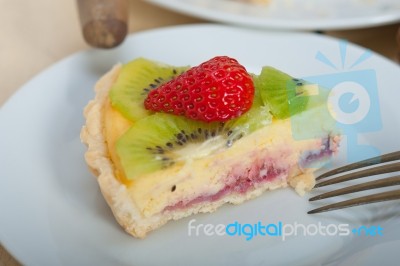 Kiwi And Strawberry Pie Tart Stock Photo