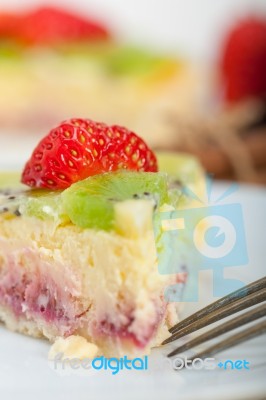 Kiwi And Strawberry Pie Tart Stock Photo