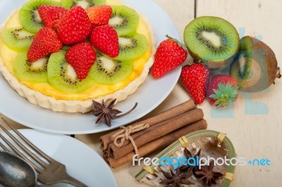 Kiwi And Strawberry Pie Tart Stock Photo