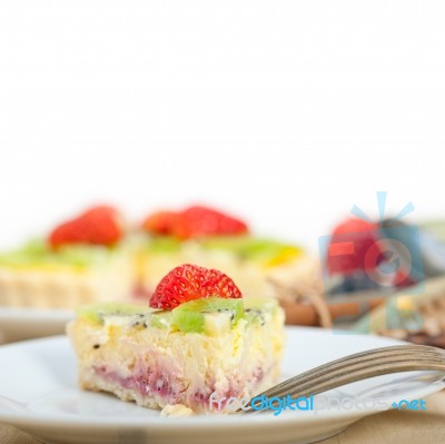 Kiwi And Strawberry Pie Tart Stock Photo