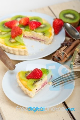 Kiwi And Strawberry Pie Tart Stock Photo