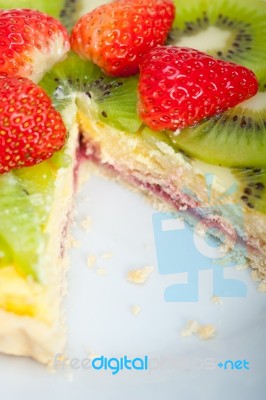 Kiwi And Strawberry Pie Tart Stock Photo